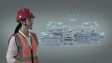 Asian female engineer using BIM model in virtual world Video stock 131633687