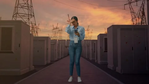 Asian Female Professional Dissapionted While Use Phone with Electrical Energy Stock Footage 331573155