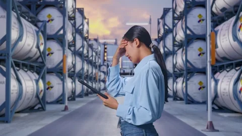Asian Female Professional Worker Use Tablet And Headache On Her Shead Stock Footage 340832103