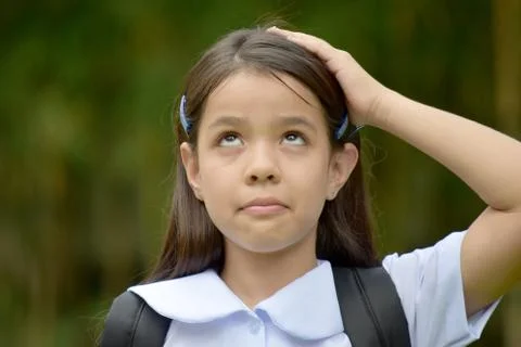 Asian Female Student Memory Problems Foto stock