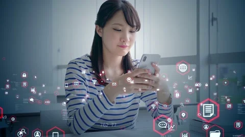 Asian female student using a smart phone. Education technology. Edtech. Video stock 139864726