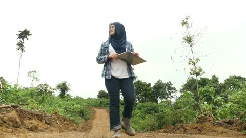 Asian female supervisor checking new open road construction plan project Stock Footage 150562928