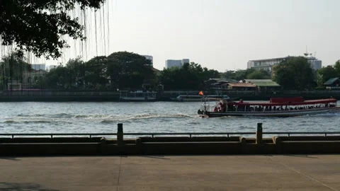 Asian ferry in river Stock Footage 273515039