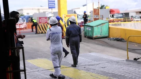 Asian Ferry Workers Stock Footage 165285523