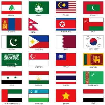 Asian Flags  Stock Illustration