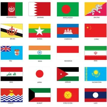 Asian Flags Stock Illustration