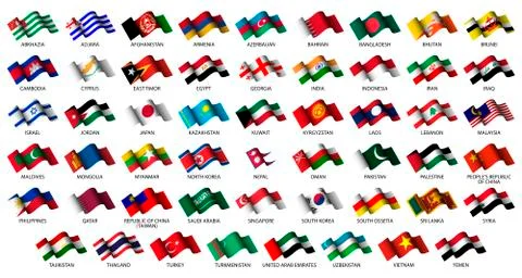 Asian flags Stock Illustration