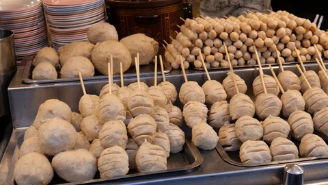 Asian food of pork balls 스톡 동영상 119856485