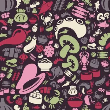 Asian food seamless pattern Stock Illustration