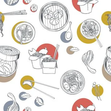 Asian food  vector pattern. イラスト素材