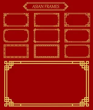 Asian frames and borders, vector embellishment Stock Illustration