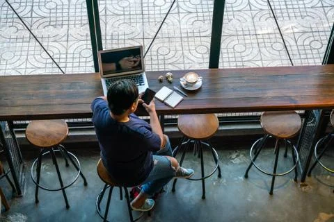 Asian freelancer using smart phone Foto stock