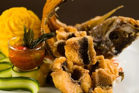 Asian fried snapper Stock Photos