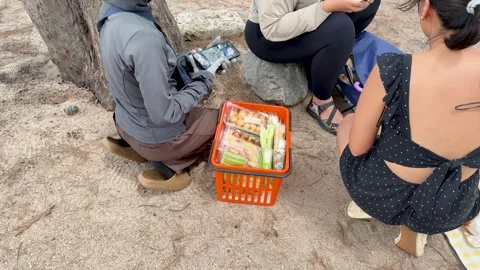 Asian Friends Scanning QR Code with Smartphone for Food Delivery Stock Footage 345774871
