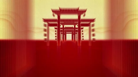Asian gateways transitioning in golden light Stock Footage 337327164