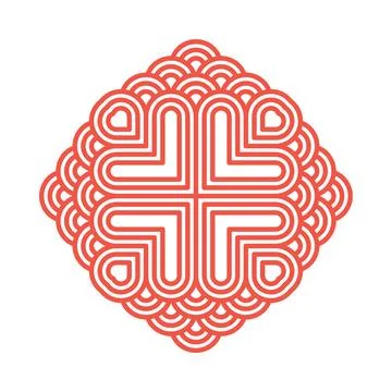 Asian Geometric Diamond Monogram Logo, Traditional Oriental Seal Emblem Stock Illustration