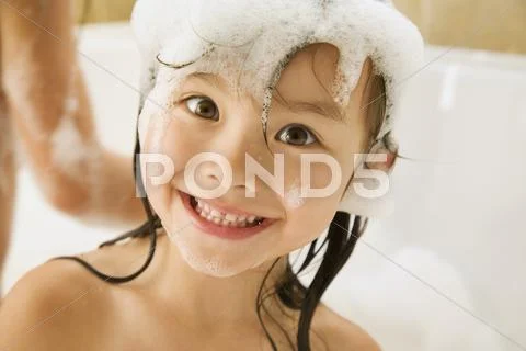 Asian Girl In Bubble Bath