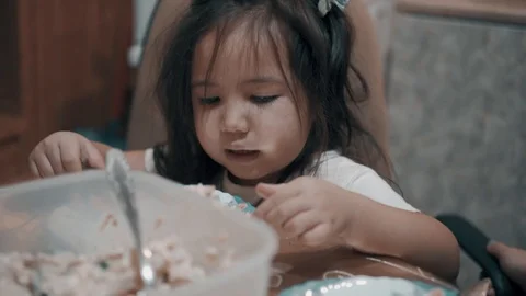 Asian girl eats Stock Footage 100558569