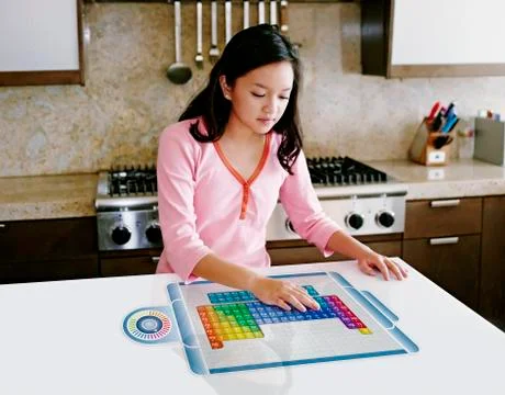 Asian girl using computer in table Stock Photos