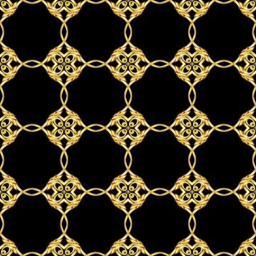 Asian golden pattern on black Illustrazione stock