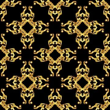 Asian golden pattern on black Stock Illustration