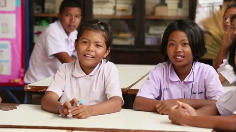 Asian Gradeschool Students In Classroom 스톡 동영상 34546555