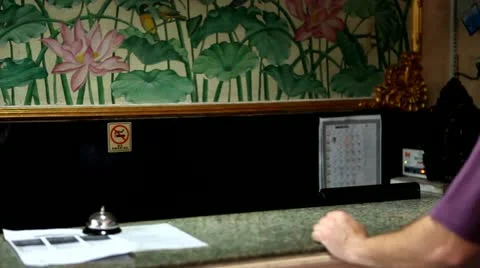 In Asian hotel. Register. Stock Footage 22114231