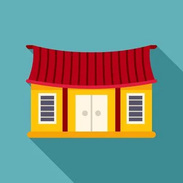 Asian house building flat icon long shadow Ilustración de archivo