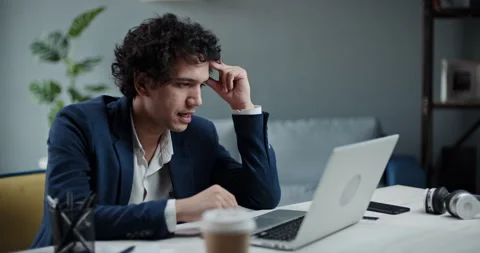 Asian human resources manager having an online interview via teleconference Stock Footage 142228330