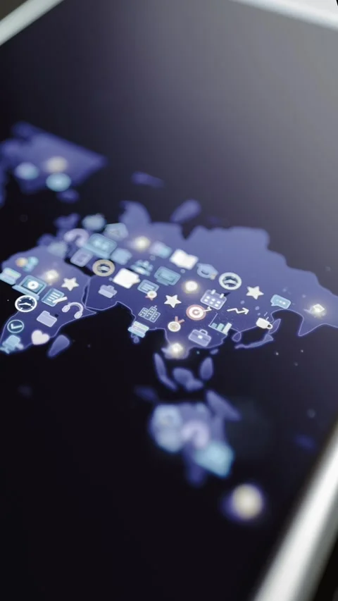 Asian icon mosaic visualizes connected personal development Stock Footage 347063568