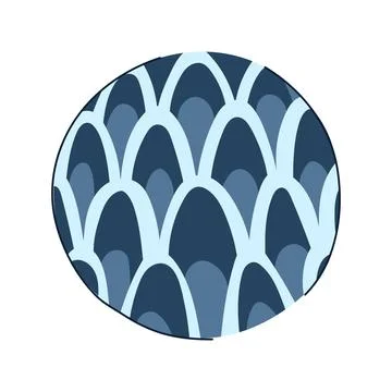 Asian inspired blue scales pattern abstract circle design Stock Illustration