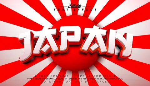 Asian Japan 3D Text Effect Design Editable Vector Graphic Style with Shadow a Stock Illustration