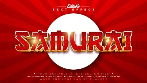 Asian Japanese 3D Text Effect Design Editable Vector Graphic Style with Shado Stock Illustration