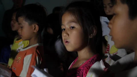 Asian Kids Singing Stock Footage 32274653
