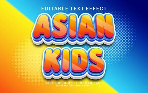 Asian kids vector text effect with modern style design Illustrazione stock