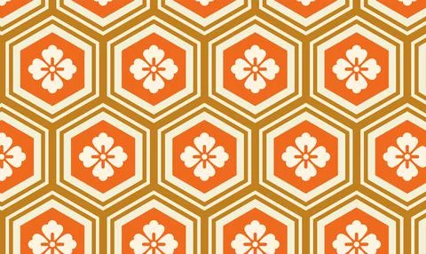 Asian kikko seamless pattern as turtle hexagons. Stock Illustration