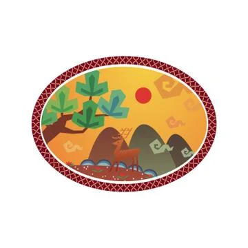 Asian landscape concept Stock Illustration
