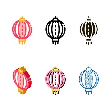 Asian lantern icon vector concepts outline Stock Illustration