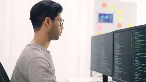 Asian Male Developer Coding. Stock Footage 267178726