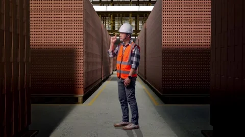 Asian Male Engineer Having A Headache While Working With Brick In Stacks Stock Footage 303761343