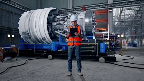 Asian Male Engineer Pray For Something With Jet Engine Stock Footage 306602296