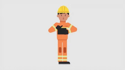 Asian Male Firefighter Using Tablet Sad Video stock 205040298