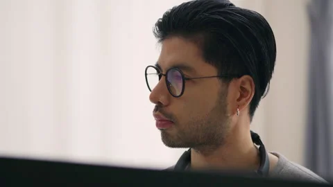 Asian Male Programmer Working on Software Development in Modern Office. Stock Footage 300246140