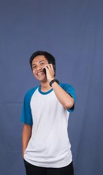 Asian man calling and expression Foto stock