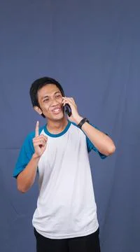 Asian man calling and expression Stock Photos
