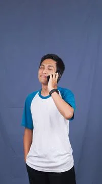 Asian man calling and expression Stock Photos