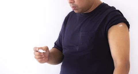 Asian man checking his temperature Stock Photos