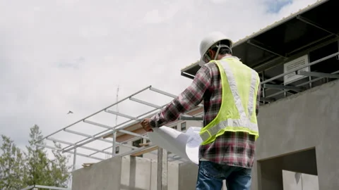 Asian man construction supervisor worker engineer architectural employee Stock Footage 257443920