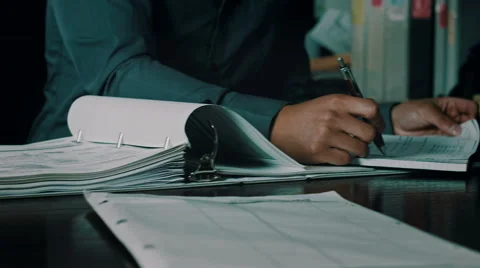 Asian Man Doing Office Work (Sliding Low Shot) Video stock 41417064