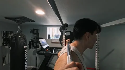 Asian man doing squats San Francisco CA USA April 2 2026 Video stock 332193025